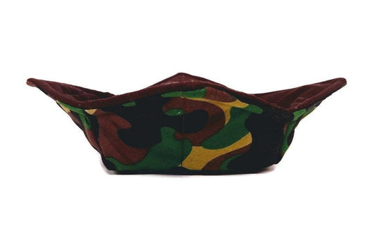 Bowl Cozy Microwave Safe Cotton Soup Hot Bowl Pot Holder in a Camouflage Fabric Print