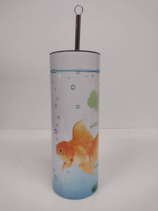 Gold Fish Aquarium Skinny 20 oz Tumbler with lid, Straw and Straw brush