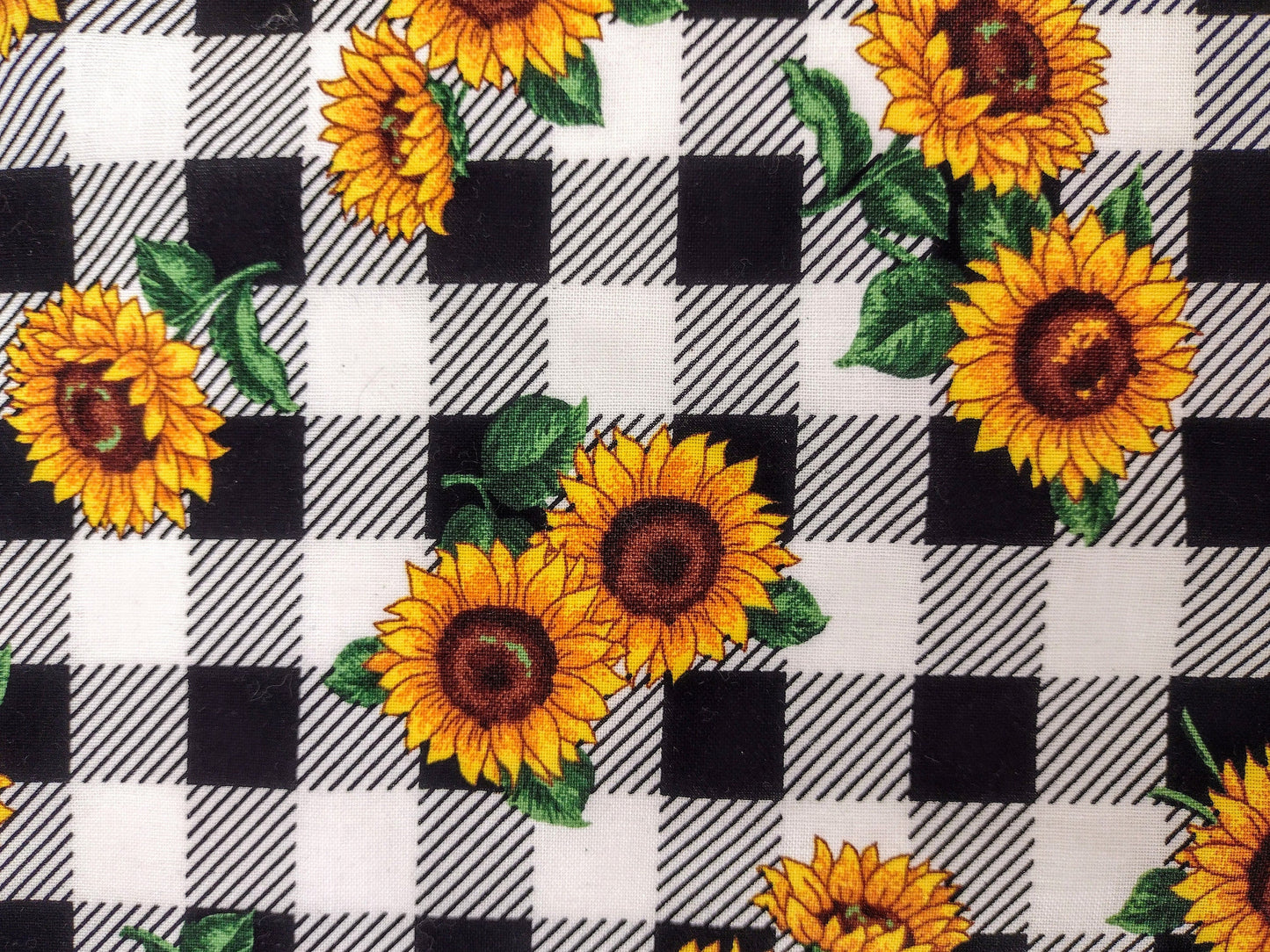 Bowl Cozy Microwave Safe Cotton Soup Hot Bowl Pot Holder in a Plaid Black and White Sunflower Fabric Print