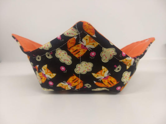 Bowl Cozy, Microwave Safe Cotton Soup Hot Bowl Pot Holder, Fox Lover Gifts, House Warming Gift in a Foxy Dreams with Clouds Fabric Print