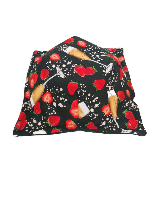 Bowl Cozy, Microwave Bowl Cozies, Soup Bowl Pot Holder, Gift under 20, House Warming Gift in a Strawberry Celebration Fabric Print