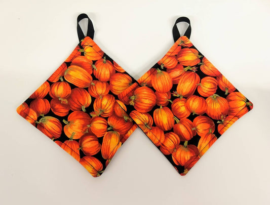 Pot holder for kitchen Pot Holder Set Oven Hot Pad Pot Holder for Cooking or Baking in a Fall Pumpkin Fabric Print