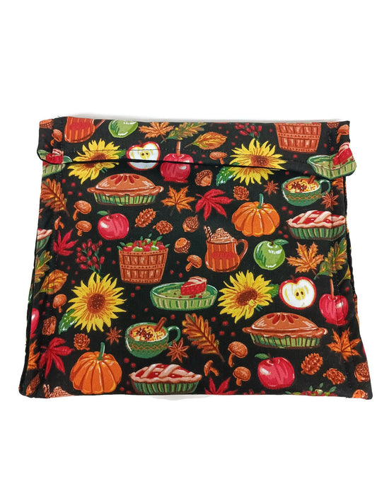 Potato Bag, Microwave Safe Potato Bag, Fall Thanksgiving Feast Print Potato Bag, All Cotton bag for cooking potatoes, potato sack