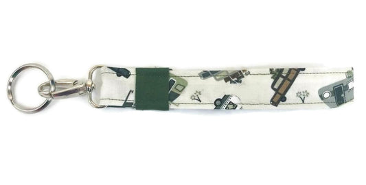 RV Camper Fabric Keychain with Lobster clip and ring