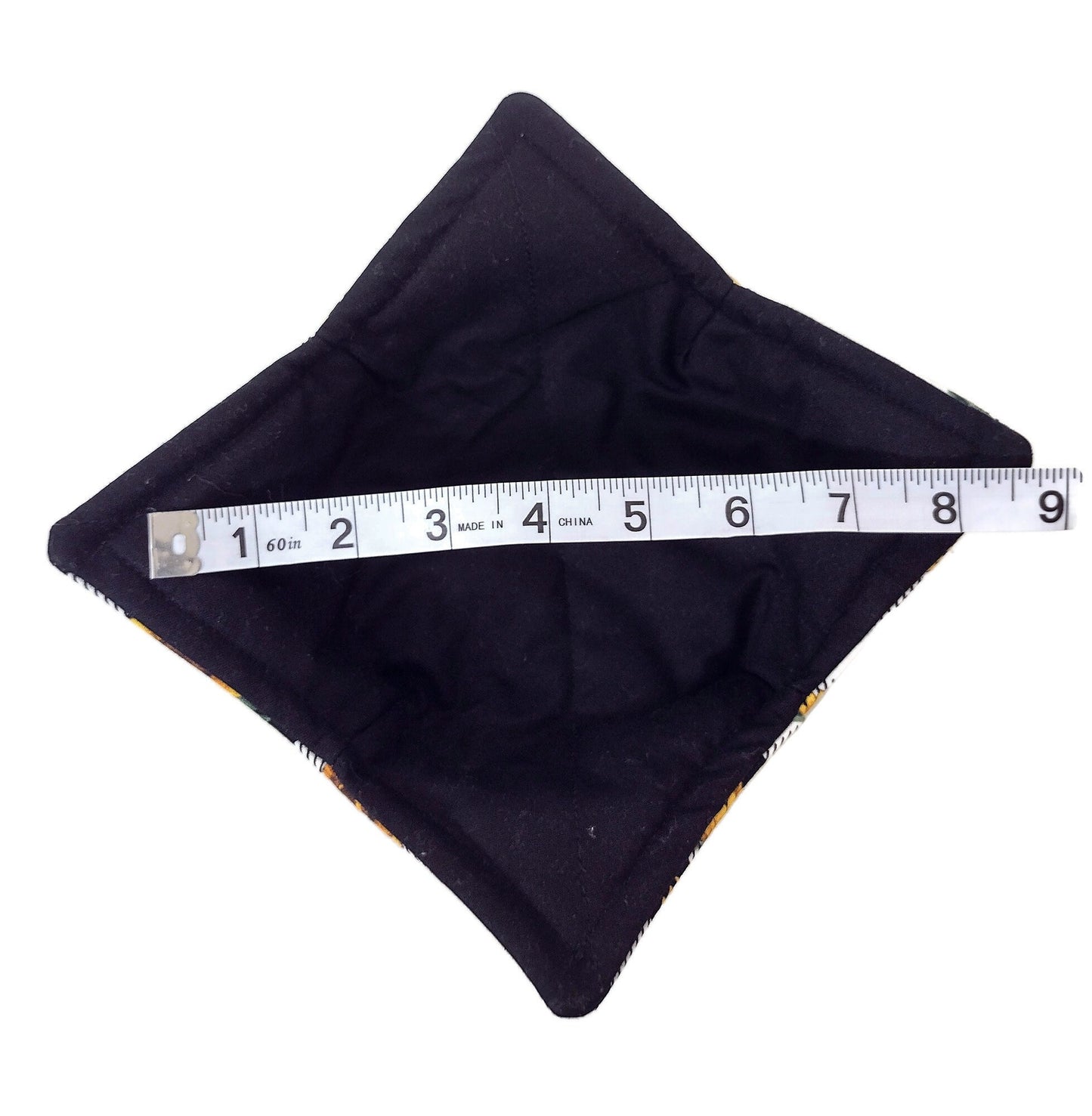 Bowl Cozy Microwave Safe Cotton Soup Hot Bowl Pot Holder in a Plaid Black and White Sunflower Fabric Print
