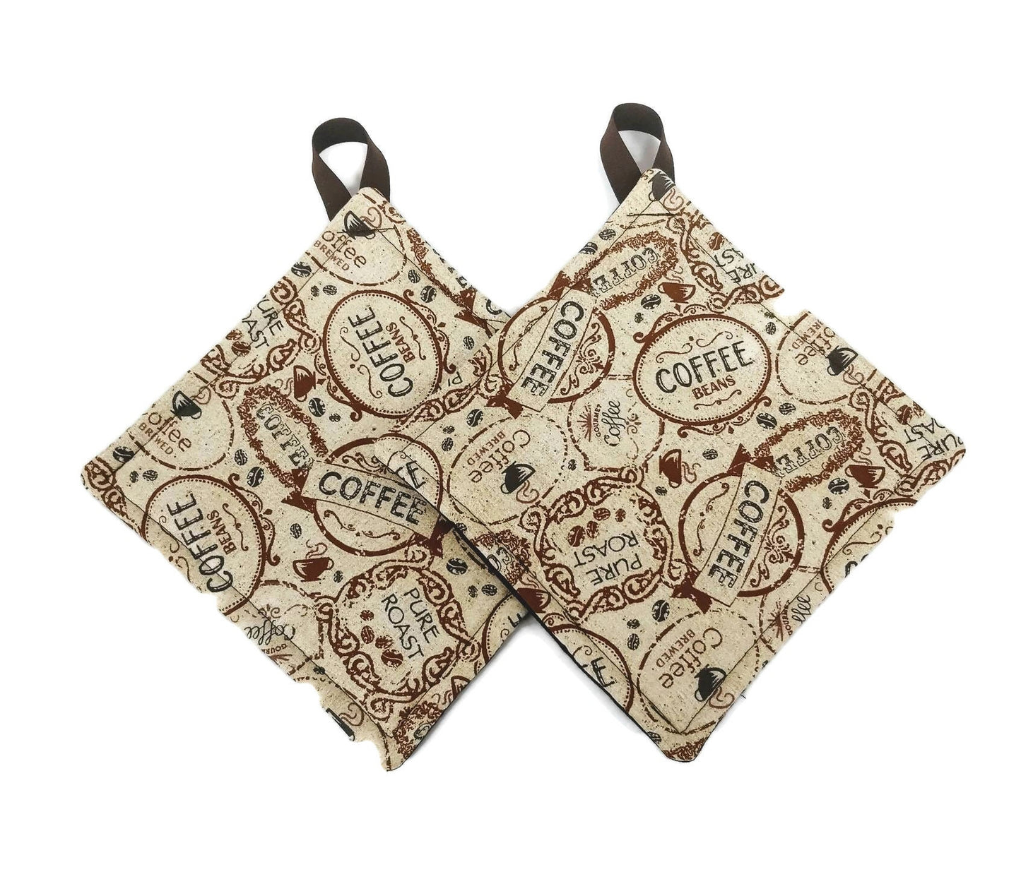 Pot Holder for Kitchen Pot holder Set Oven Hot Pad Pot holder for Cooking or Baking in a Pure Roast Coffee Fabric Print