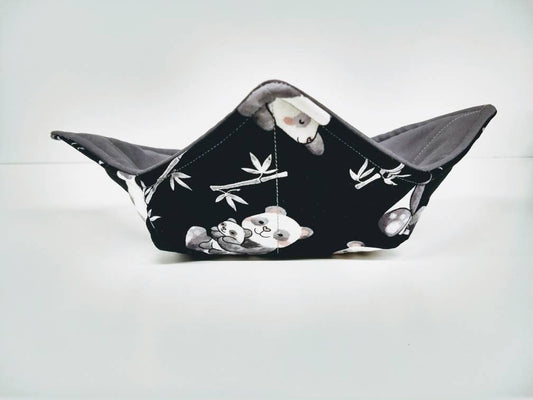 Bowl Cozy Microwave Safe Cotton Hot Soup Bowl Potholder in a Panda and Bamboo print