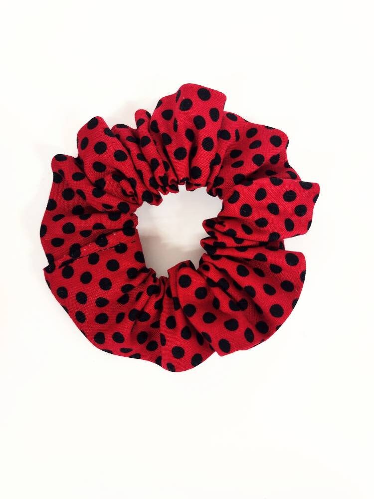 Red and Black Polka Dot Hair Scrunchie