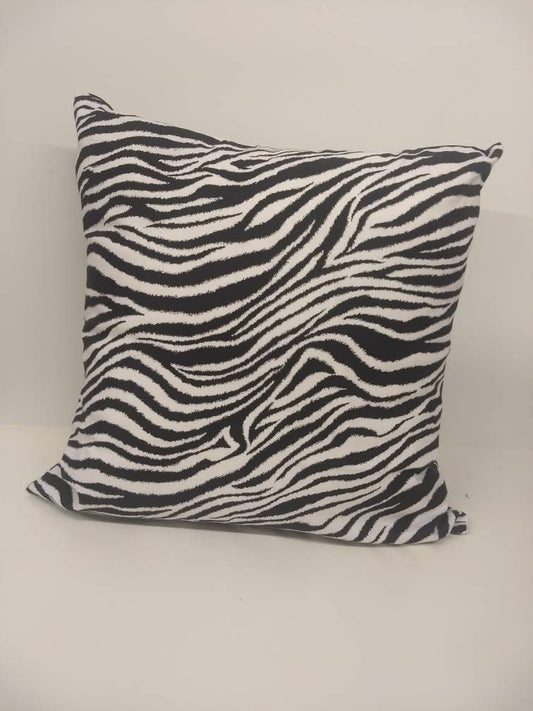18 x 18 inch Black Zebra throw pillow with invisible zipper