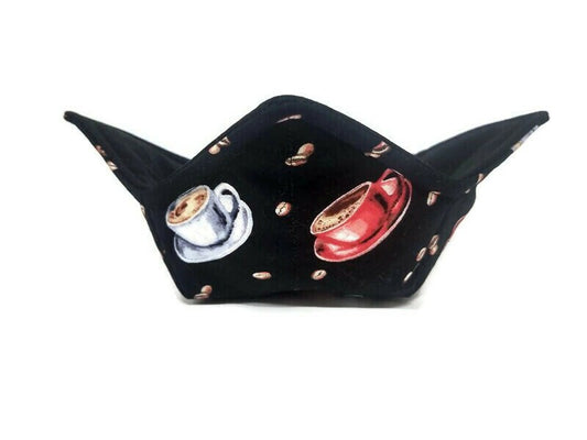 Bowl Cozy Microwave Safe Cotton Soup Hot Bowl Pot Holder in a Cappuccino Cup Fabric Print