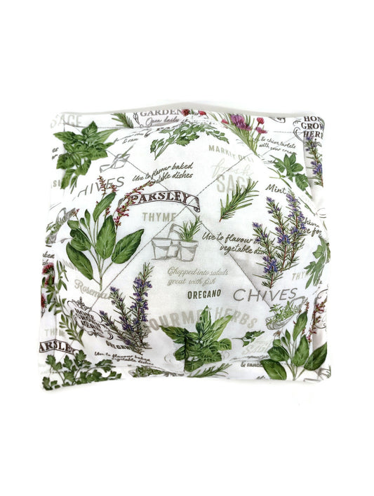 Bowl Cozy Microwave Safe Cotton Soup Hot Bowl Pot Holder in a Reversible Herb Garden Fabric Print