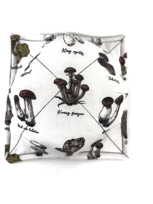 Bowl Cozy Microwave Safe Cotton Soup Hot Bowl Pot Holder in a Wild Mushroom Fabric Print