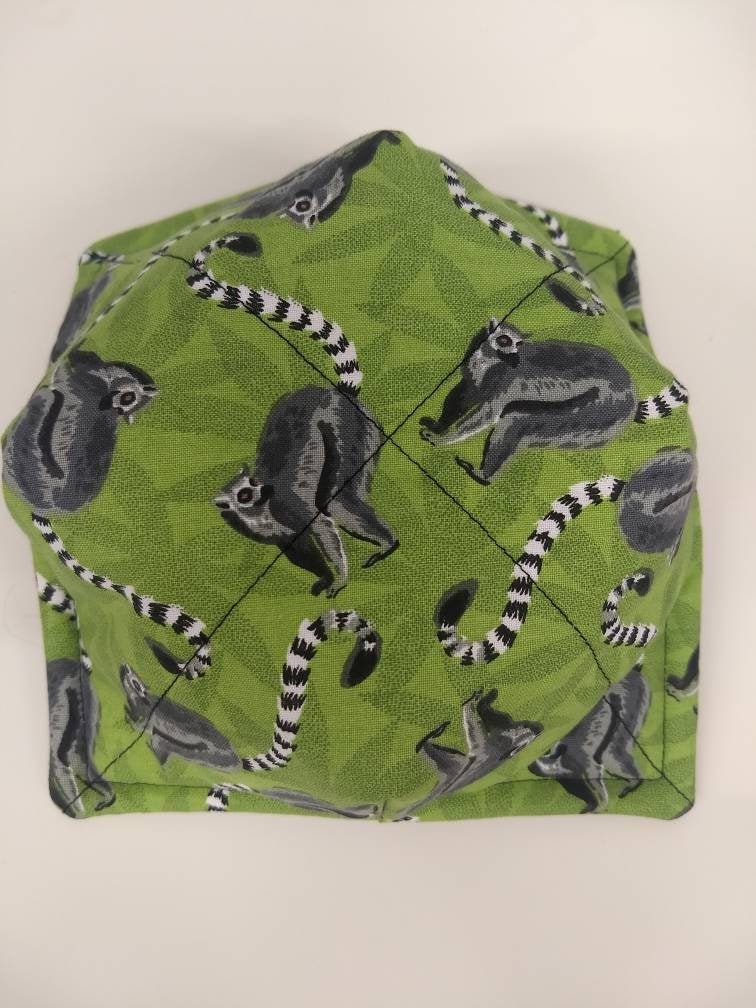 Microwave Soup Bowl Cozy with Green Lemurs by Sewuseful Studios LLC
