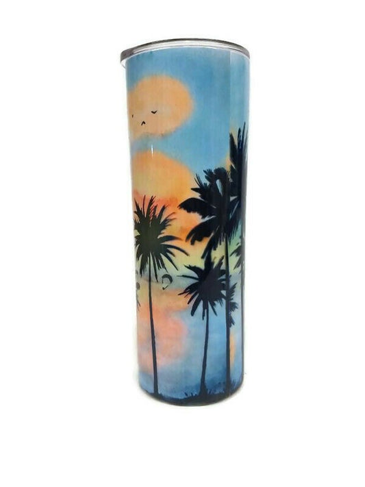 Tropical Palm Tree 20oz Skinny tumbler with lid
