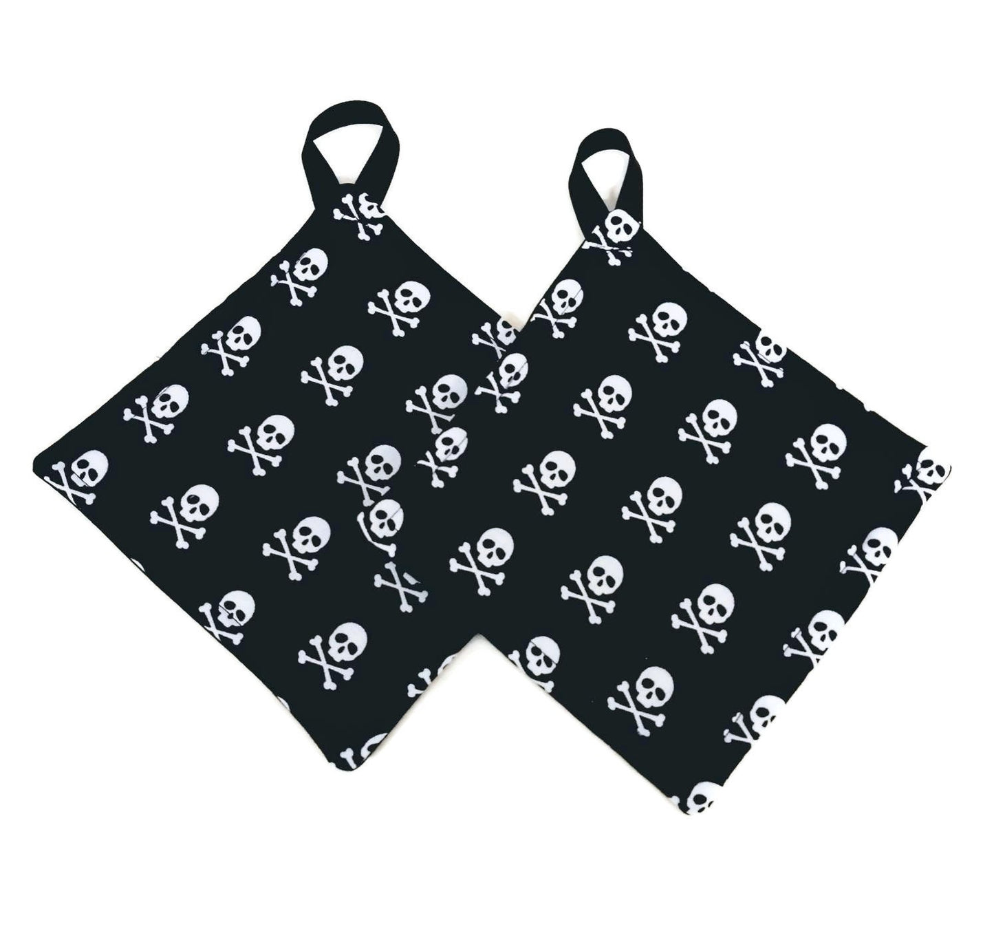 Pot holder for kitchen Pot Holder Set Oven Hot Pad Pot Holder for Cooking or Baking in a Skull and Crossbone Fabric Print