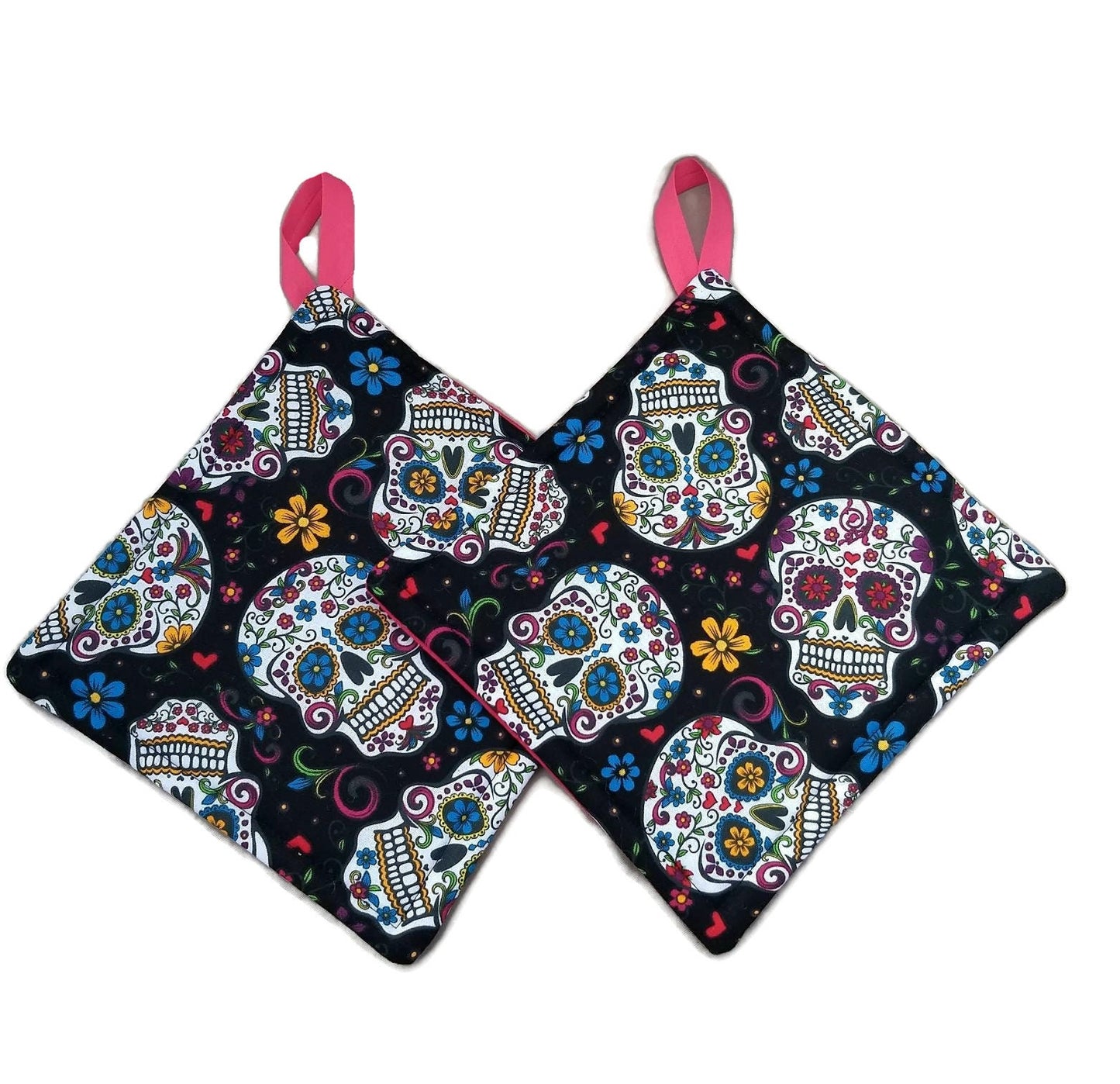 Pot holder for kitchen Pot Holder Set Oven Hot Pad Pot Holder for Cooking or Baking in a Pop Sugar Skull Fabric Print