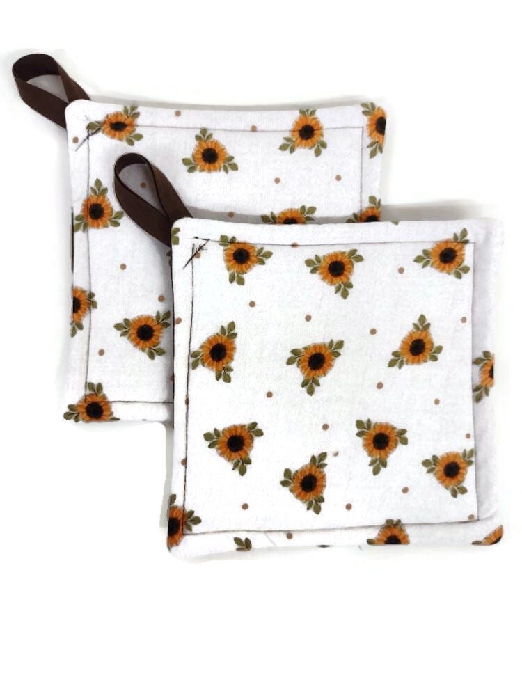 Pot holder for kitchen Pot Holder Set Oven Hot Pad Pot Holder for Cooking or Baking in a Country Sunfower Fabric Print