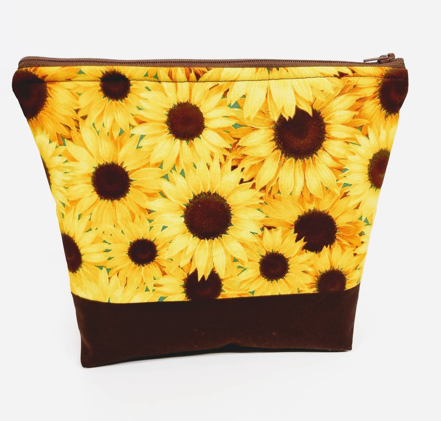 Sunflower zippered cosmetic, make up, travel bag
