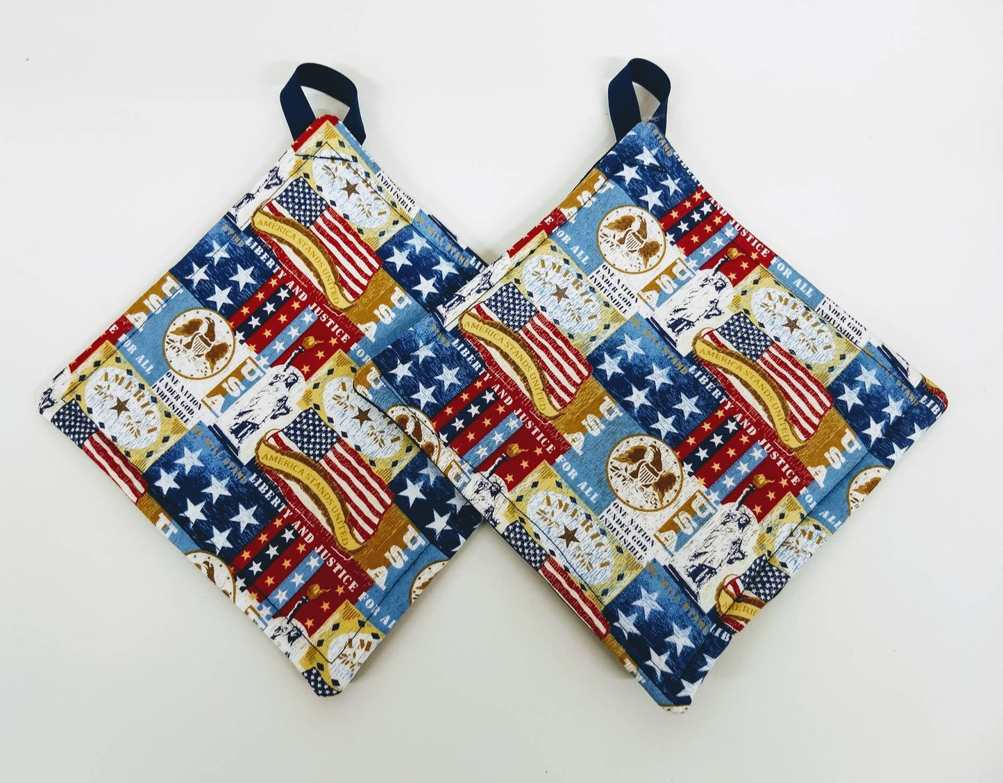 Pot holder for kitchen Pot Holder Set Oven Hot Pad Pot Holder for Cooking or Baking in a Liberty and Justice Fabric Print