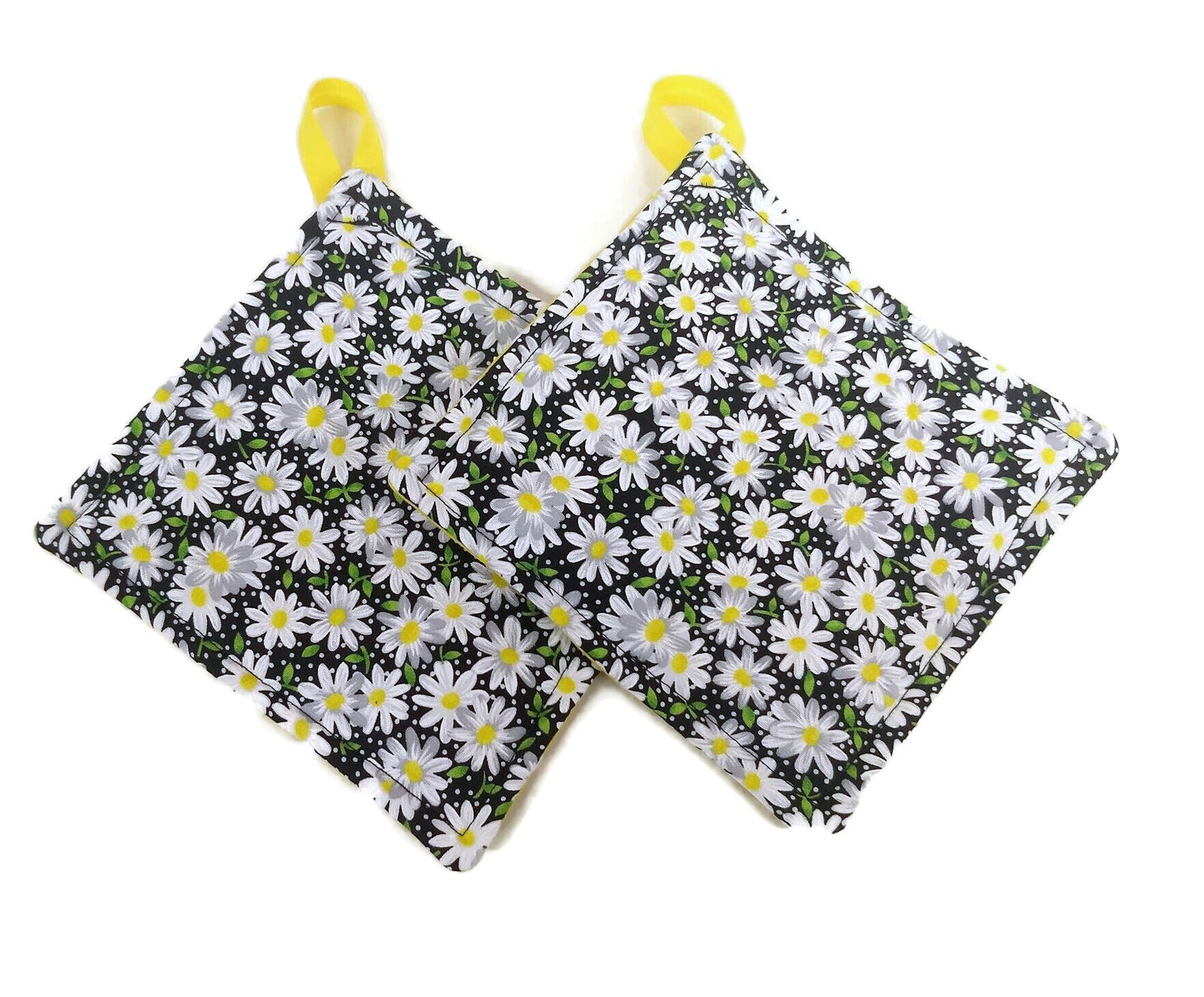 Pot holder for kitchen Pot Holder Set Oven Hot Pad Pot Holder for Cooking or Baking in a White Daisy Polka Dot Fabric Print