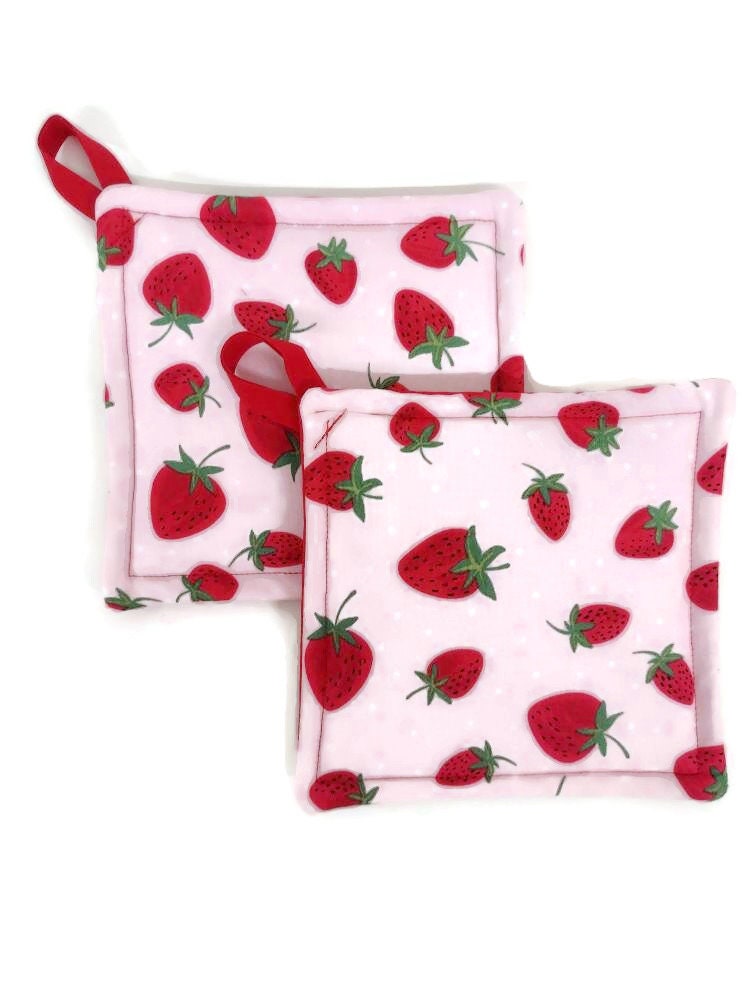 Pot holder for kitchen Pot Holder Set Oven Hot Pad Pot Holder for Cooking or Baking in a Strawberry Festival Fabric Print