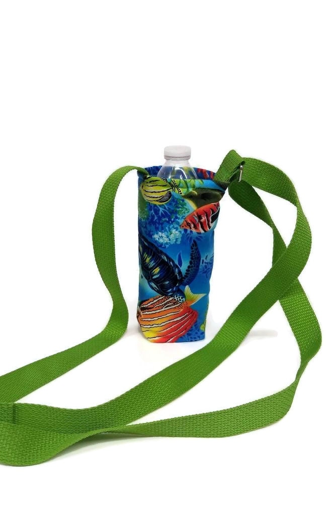 Fish and Sea Turtle Insulated Water Bottle Holder with Adjustable Strap