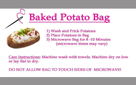 Microwavable baked potato bag, corn Print Potato Bag, All Cotton bag for cooking potatoes, or steaming corn, potato sack