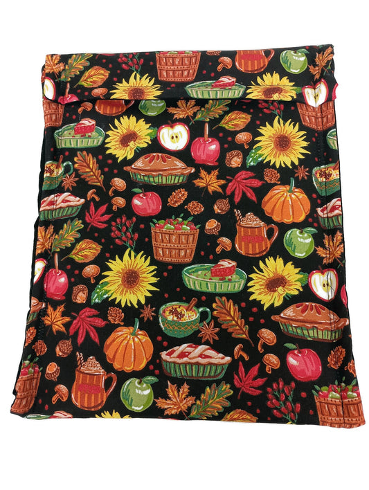 Potato Bag, Microwave Safe Potato Bag, Fall Thanksgiving Feast Print Potato Bag, All Cotton bag for cooking potatoes, potato sack
