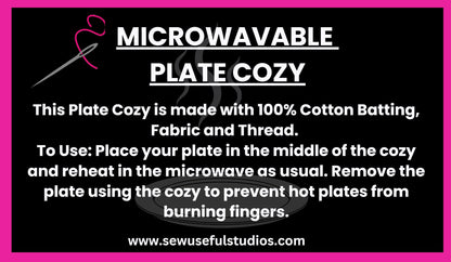 Microwavable Plate Cozy in a Pink Camo Fabric Print, Reversible and Washable