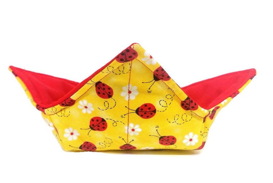Bowl Cozy Microwave Safe Cotton Hot Soup Bowl Pot Holder in a Red Lady Bug Fabric Print