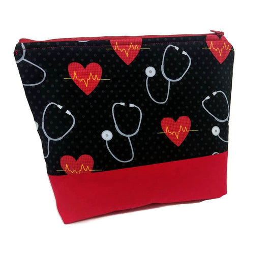 Cosmetic Bag for Nursing Gifts in a Heart Beat Fabric