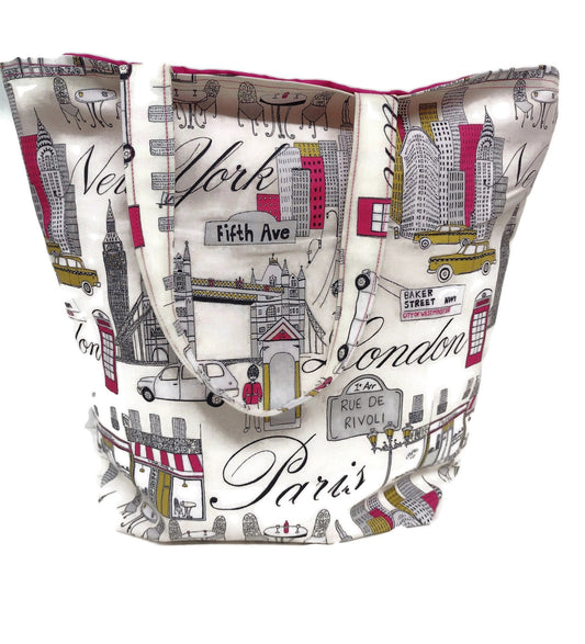 Large Tote Bag in a Cotton Canvas Fabric Shopper Tote Bag