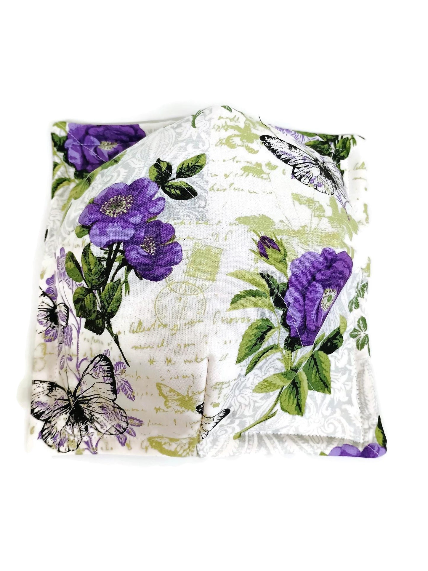 Bowl Cozy Quilted Cotton Microwave Safe Purple and Black Butterfly