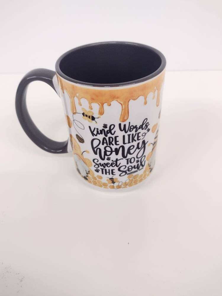 Coffee Cup Kind Words 15oz ceramic cup with handle