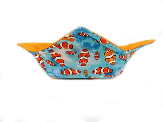 Microwavable Bowl Cozy or Bowl Holder, Fish Lovers Gift, Useful House Warming Gift in a Cotton Clown Fish Fabric Print