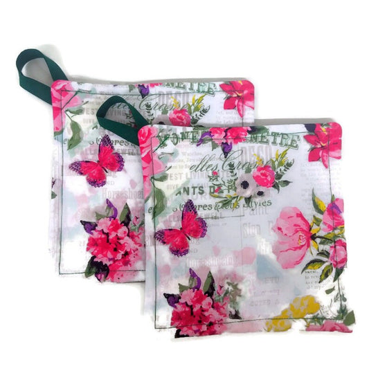 Pot holder for kitchen Pot Holder Set Oven Hot Pad Pot Holder for Cooking or Baking in a Spring Time Floral Bouquet Fabric Print
