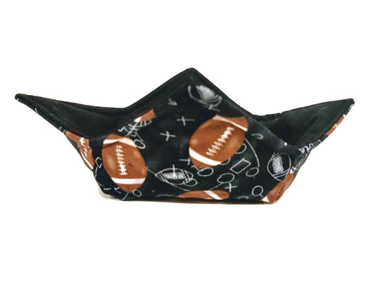 Bowl Cozy Microwave Safe Cotton Soup Hot Bowl Pot Holder in a Football Chalkboard Fabric Print