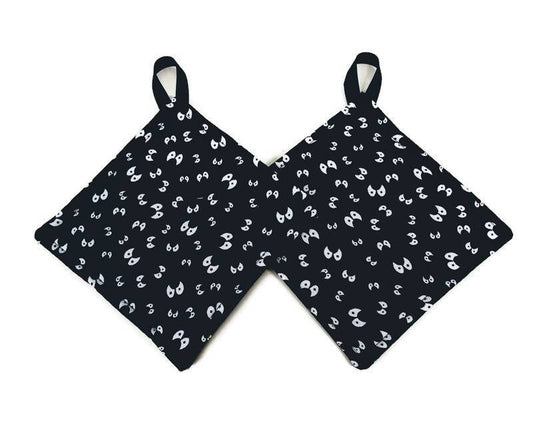 Pot holder for kitchen Pot Holder Set Oven Hot Pad Pot Holder for Cooking or Baking in a Glow in the Dark Halloween Eyes Fabric Print