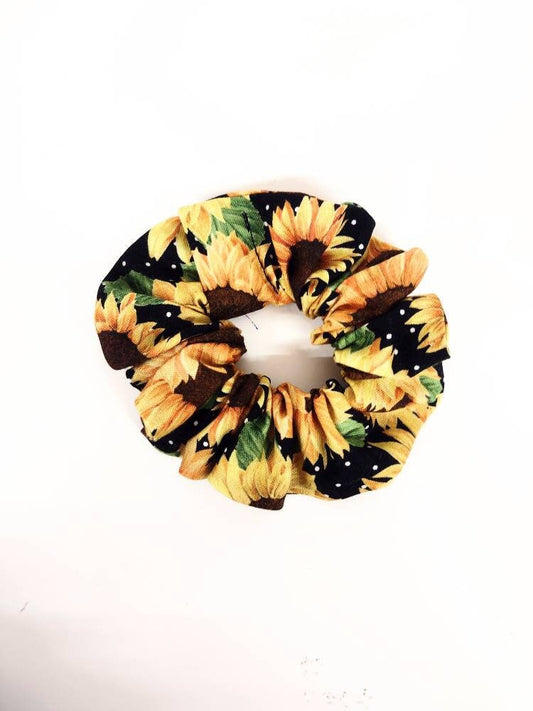 Sunflower Polka Dot Hair Scrunchie