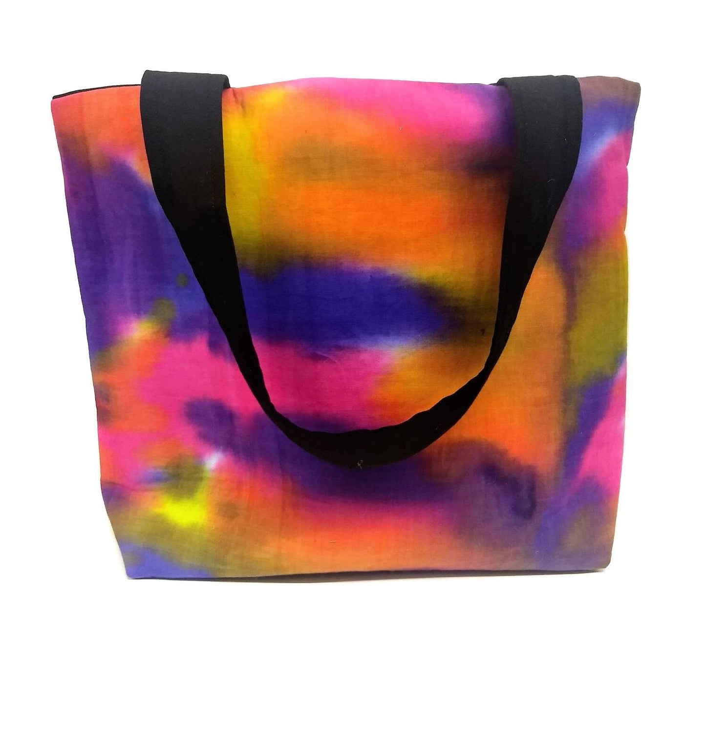 Tie Dye Multicolored  Beach Bag or Tote Bag with Pocket