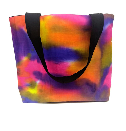 Tie Dye Multicolored  Beach Bag or Tote Bag with Pocket