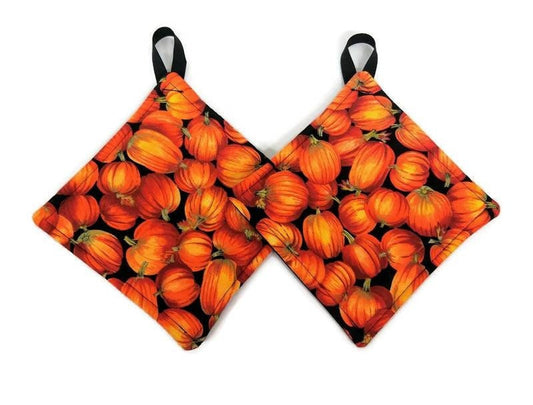 Pot holder for kitchen Pot Holder Set Oven Hot Pad Pot Holder for Cooking or Baking in a Fall Pumpkin Fabric Print