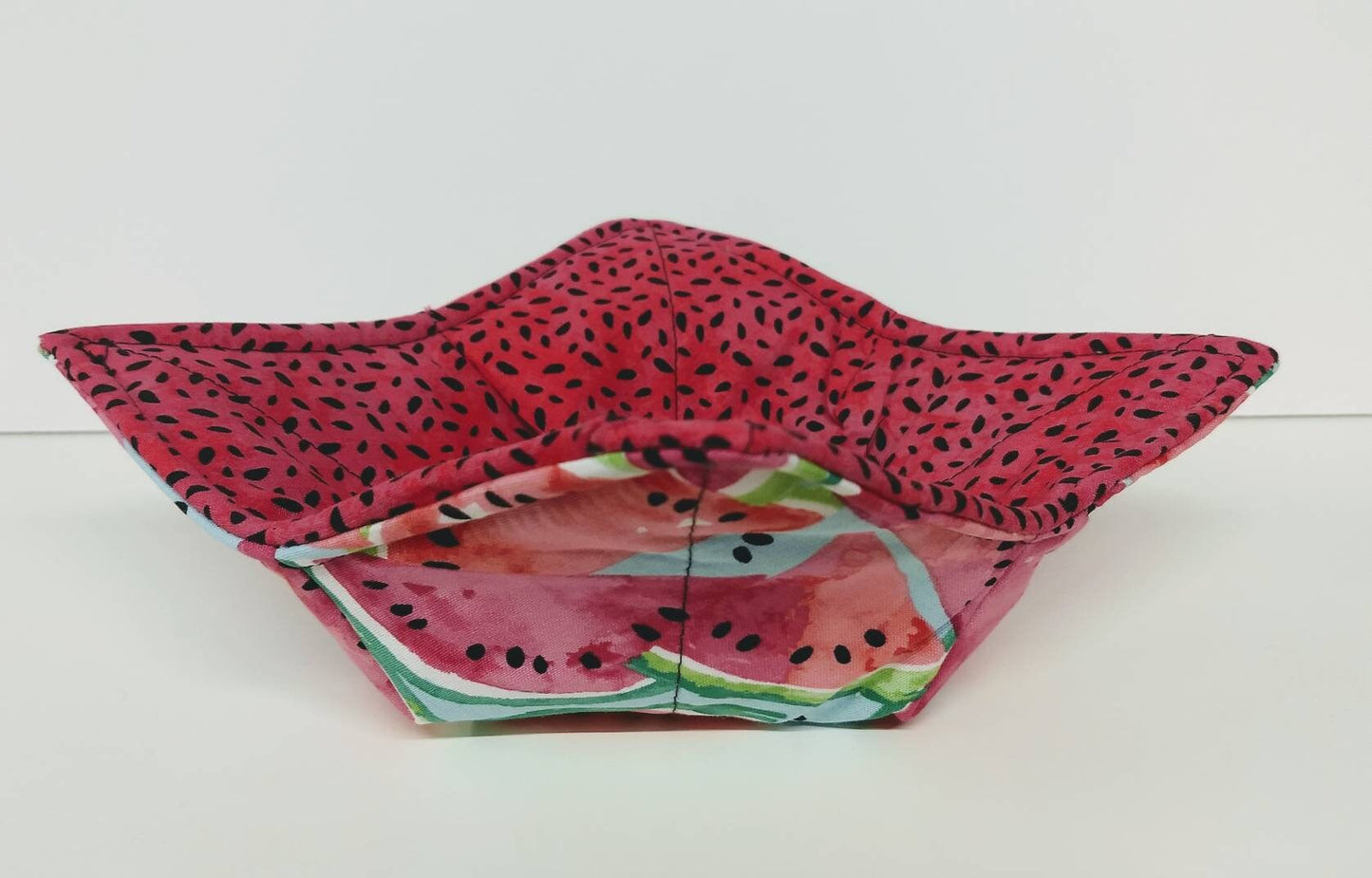 Bowl Cozy Microwave Safe Cotton Soup Hot Bowl Pot Holder in a Watermelon and Watermelon Seed Fabric Print