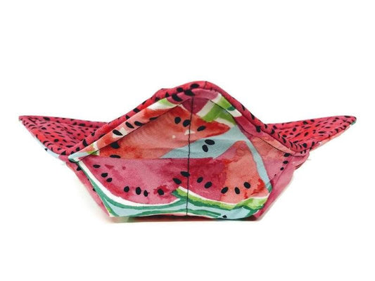 Bowl Cozy Microwave Safe Cotton Soup Hot Bowl Pot Holder in a Watermelon and Watermelon Seed Fabric Print