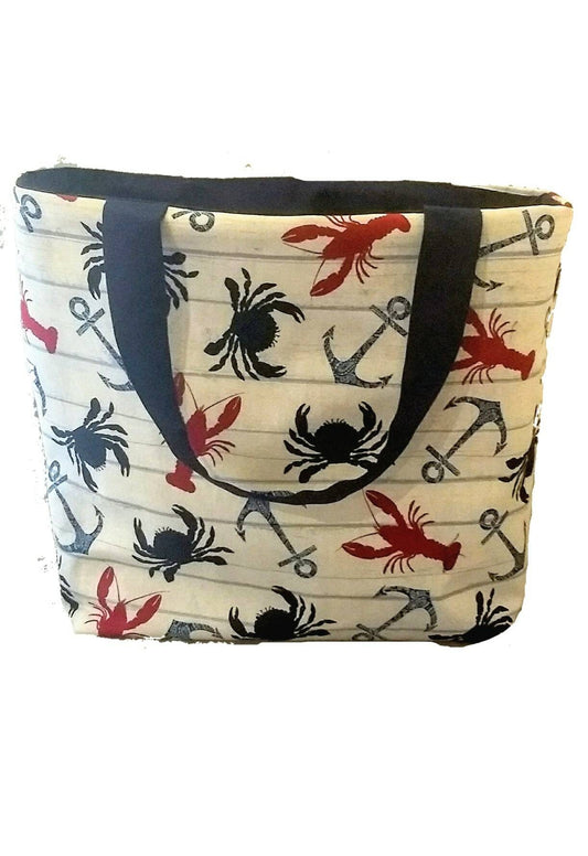 Nautical Beach Bag or Tote Bag with Pocket