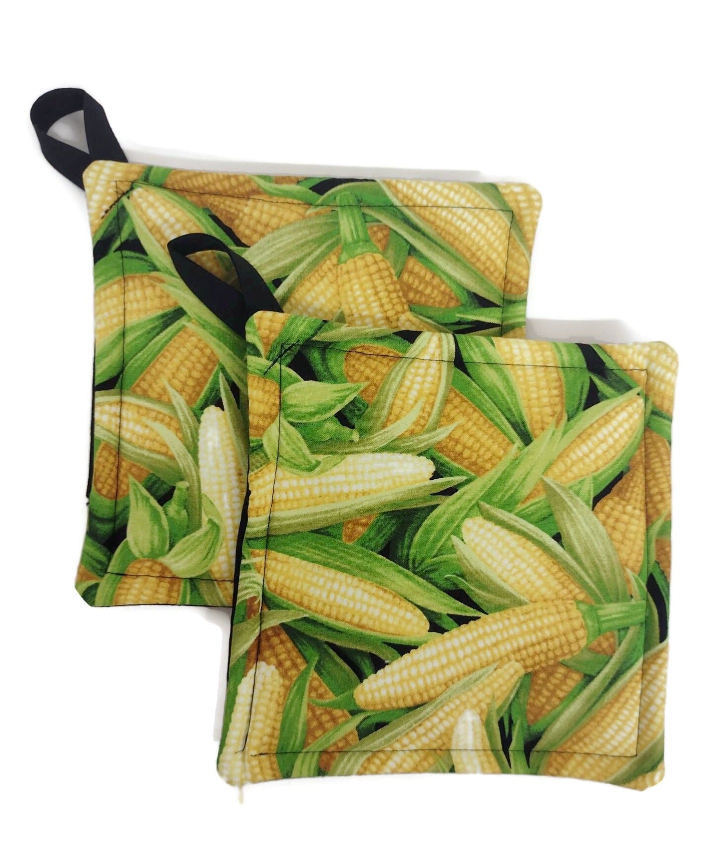 Corn Stalk Potholder or hot pad set with hanging loop