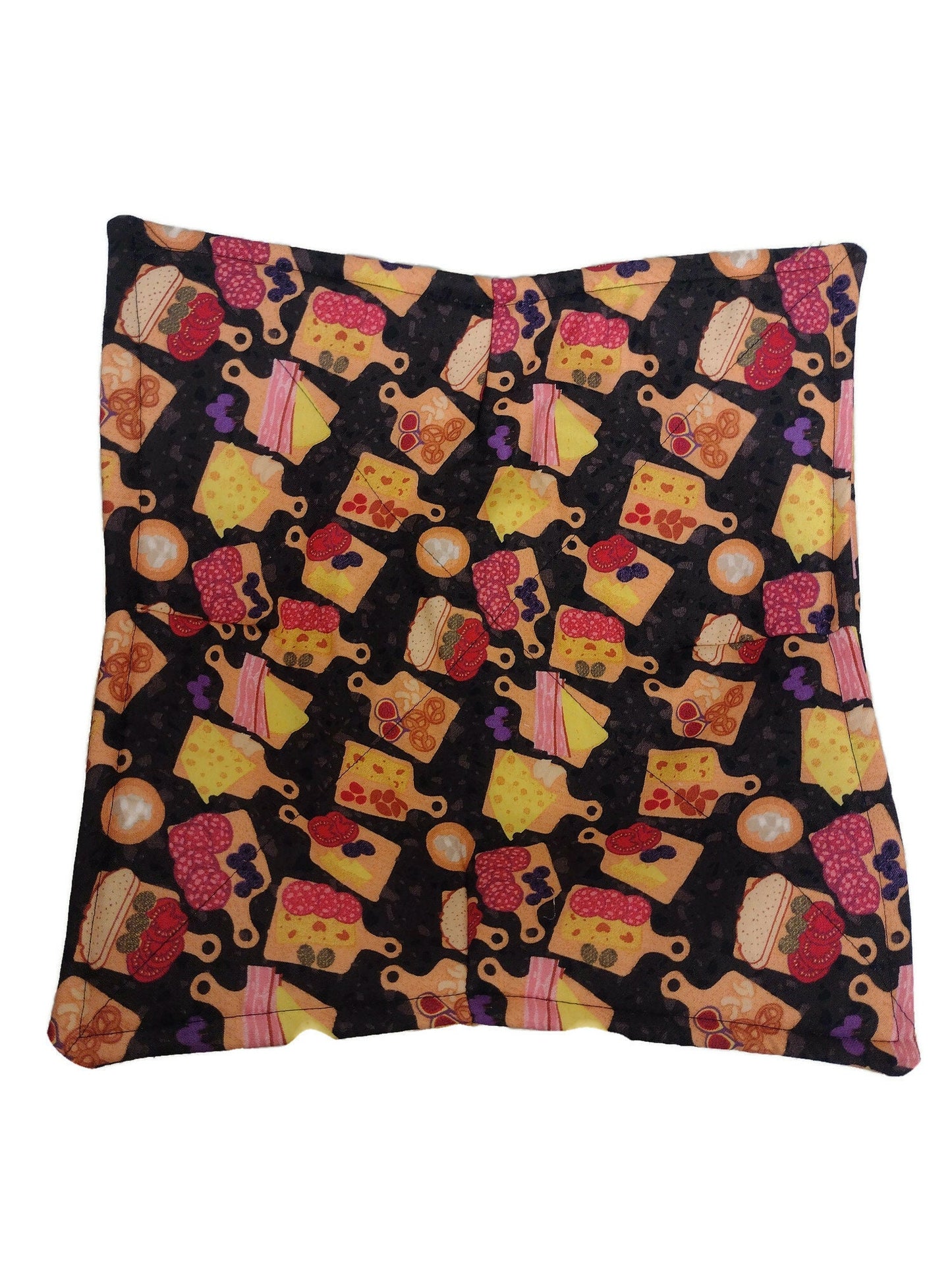 Microwavable Plate Cozy in a Charcuterie Board Fabric print, Reversible and Washable