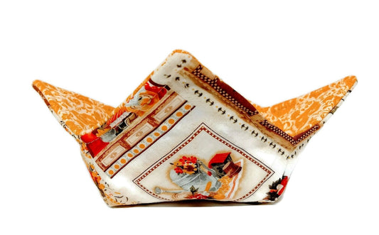 Bowl Cozy Microwave Safe Cotton Soup Hot Bowl Pot Holder in a Country Style Home Sweet Home Fabric Print