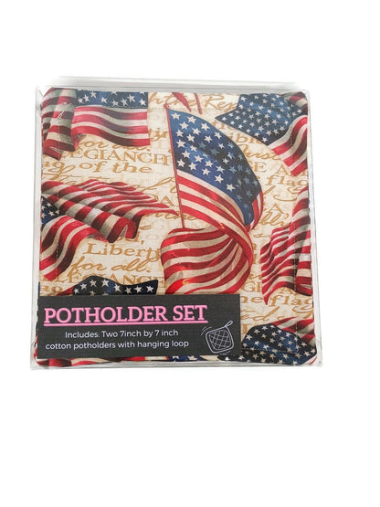 Liberty Flag Potholder or Hot Pad set with Hanging Loop