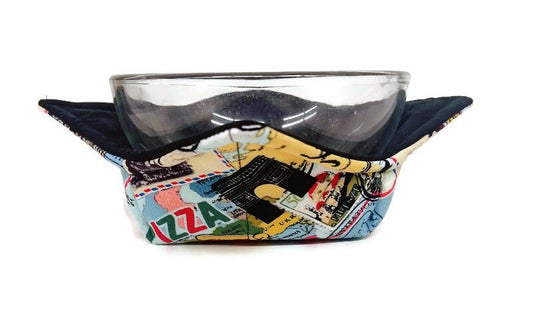 Bowl Cozy Microwave Safe Cotton Soup Hot Bowl Pot Holder in a World Traveler Collection Fabric Print